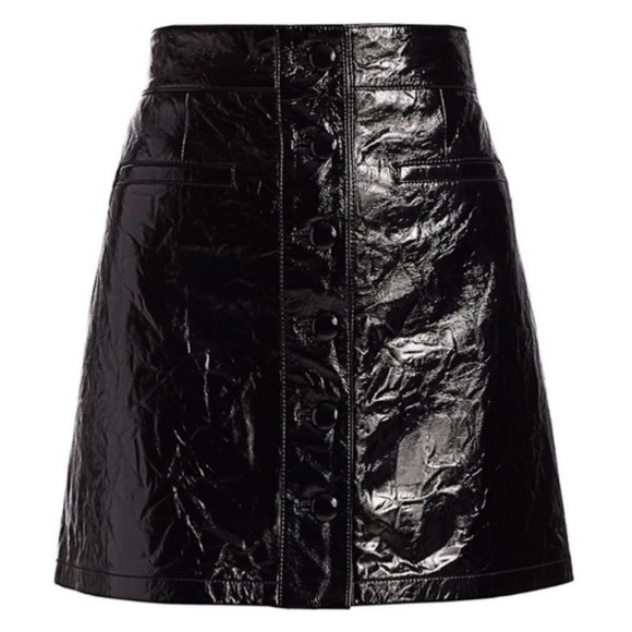 NWT 7 For All Mankind Leather Mini Button Down Skirt Front Pockets Size M - Picture 2 of 16